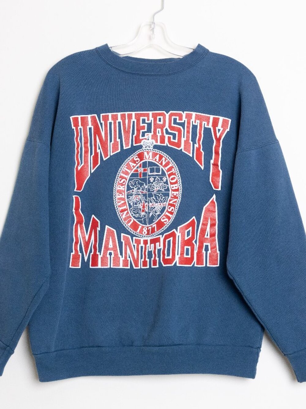 Vintage University of Manitoba Crewneck Sweatshirt Blue 90s Collegiate Canada L - Picture 2 of 14